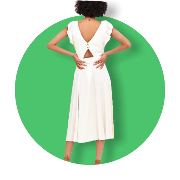 New Zara linen white dress with butterfly shoulder - Picture 2 of 10